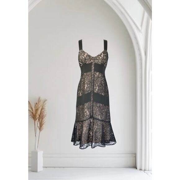 Loft Summer Dress Black Lace Straps Size Small - Picture 1 of 9